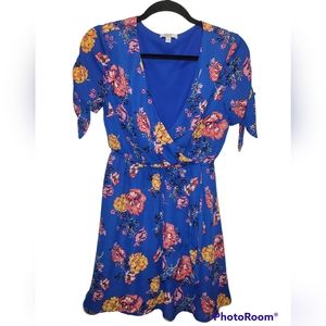 A.U.W. Blue Floral Faux Wrap Dress size Small
